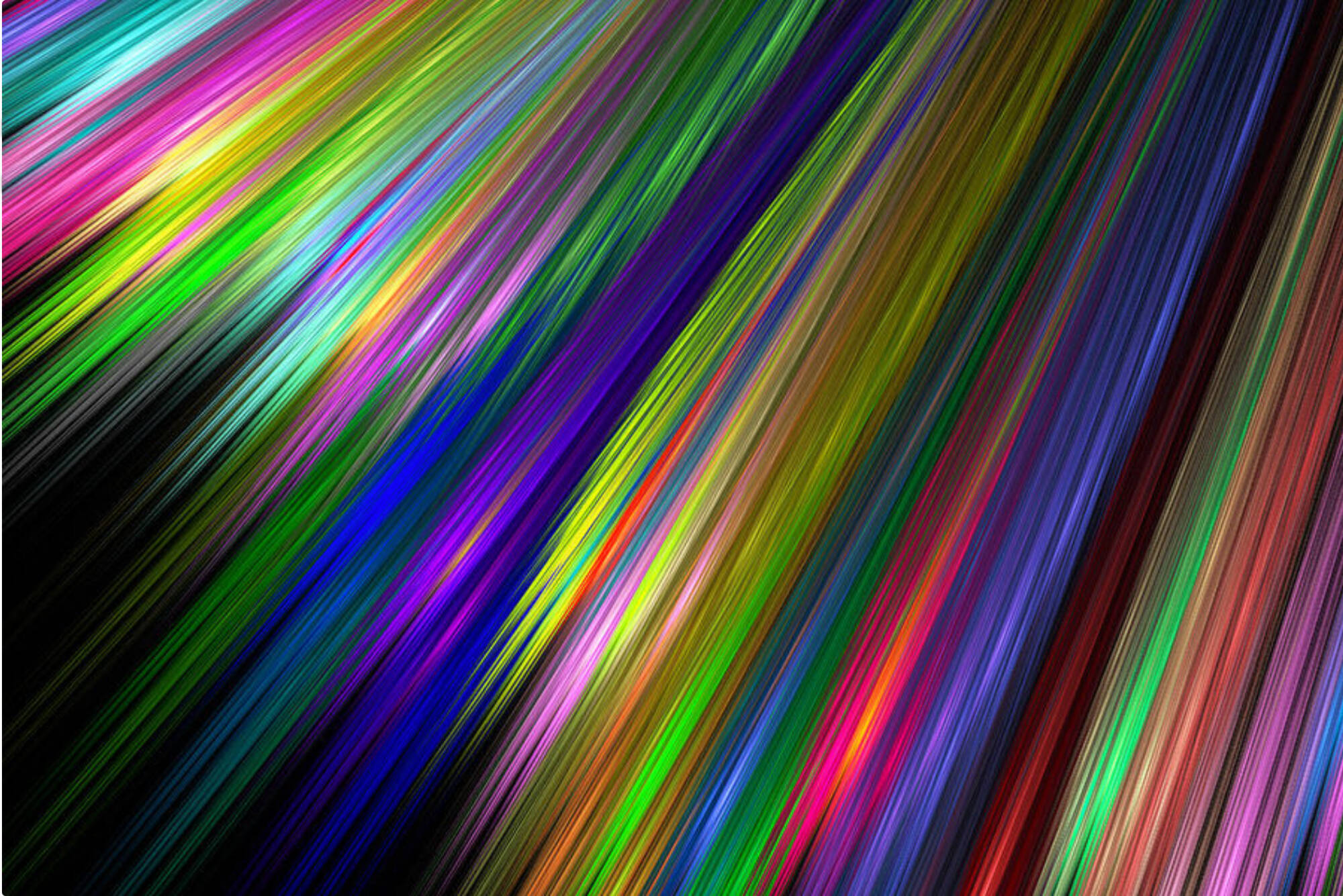 Brightly colored digital illustration with lines of all colors of the rainbow.